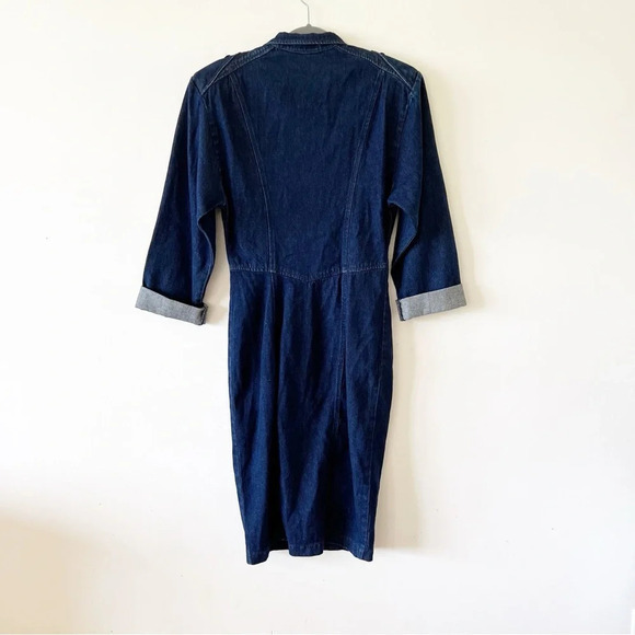 Vintage Blondie and Me Cotton Denim Shirt Dress Women’s Size 9/10 Late 80s Style - Picture 2 of 10